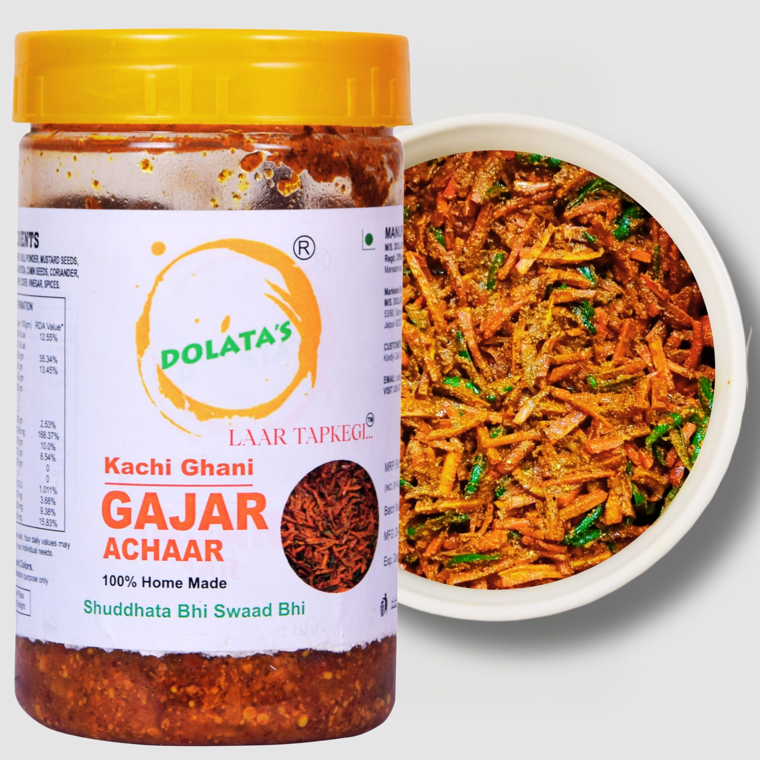 DOLATAS Homemade Carrot Pickle,Gajar Ka Achaar, Punjabi Style (Carrot, 500g),Carrot Pickle,Taste the Spicy & Tangy Flavours A