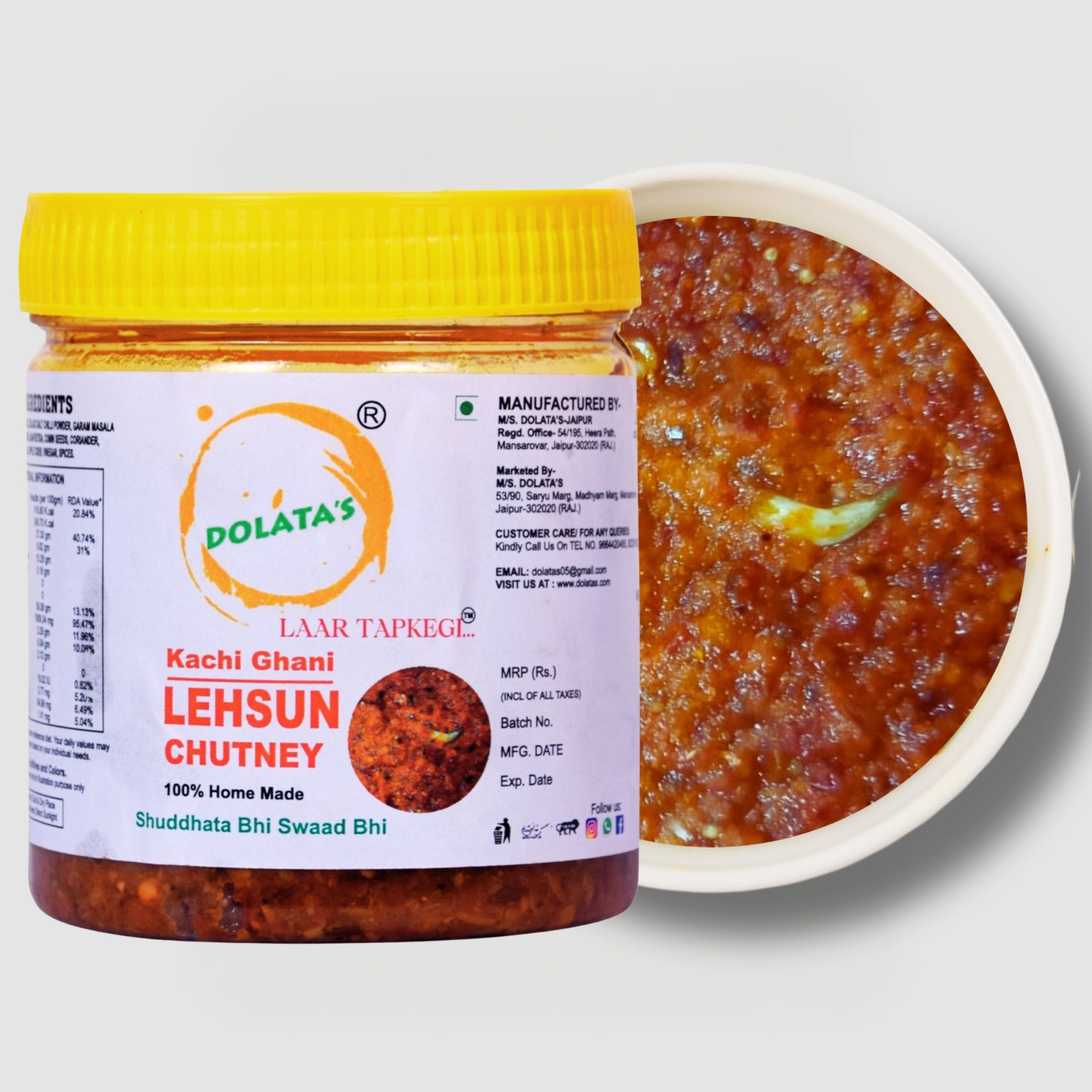 Dolata’s Lehsun Chutney – Spicy Garlic Pickle - LEHSUN CHUTNEY ACHAAR 250gm A