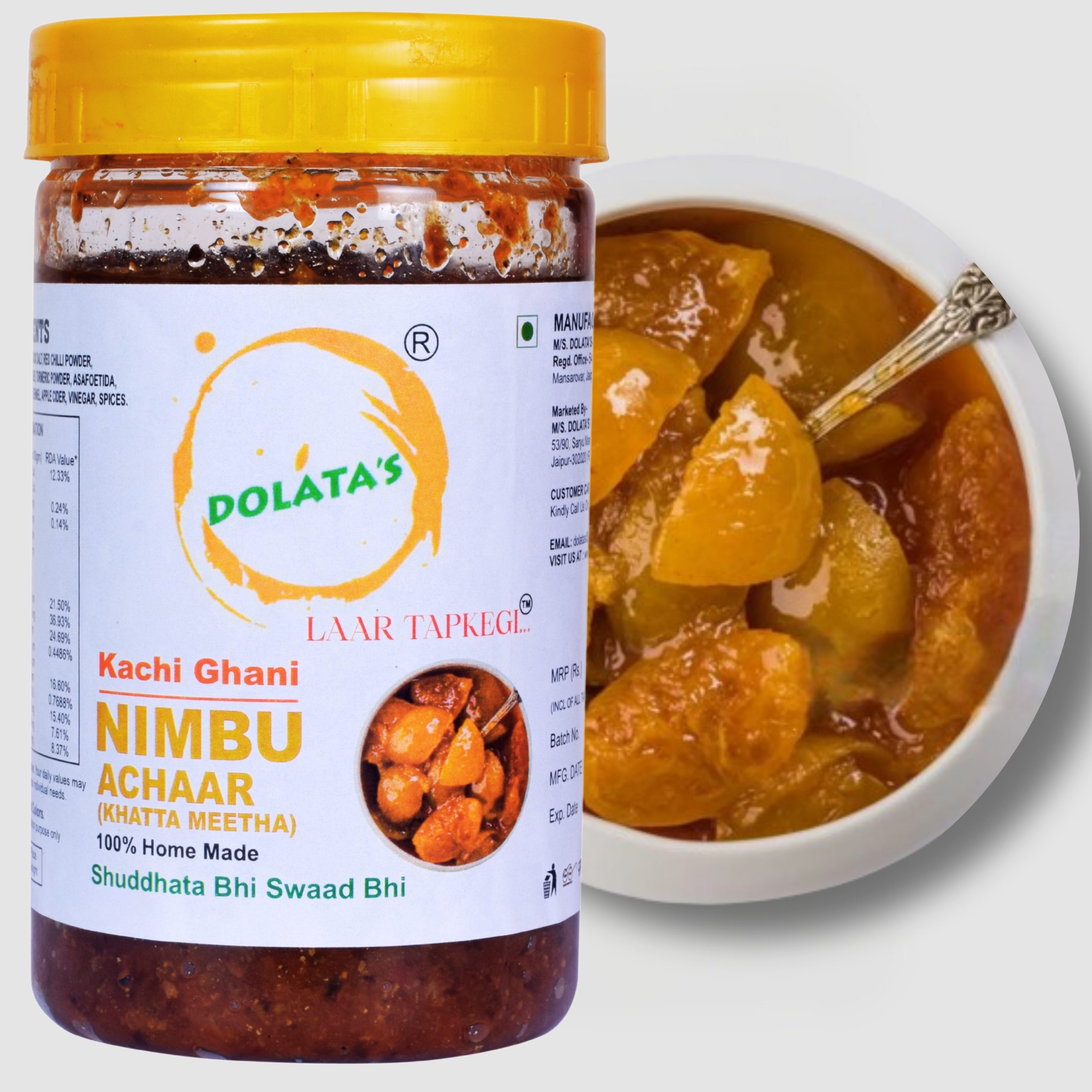 Homemade Nimbu Achar,Lemon Chunda Sweet Pickle,Sweet Lemon Pickle - 100% Natural with added Hing flavor,No Preservatives, No Additive,Handmade Gourmet Pickle,khatta Nimbu A